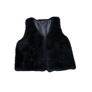 A.peach women Black Faux Fur Sweater Vest Coat Jacket size medium
